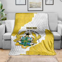 Custom Ghana Football Blanket 2026 Go Black Stars Yellow Adinkra Pattern - Wonder Print Shop