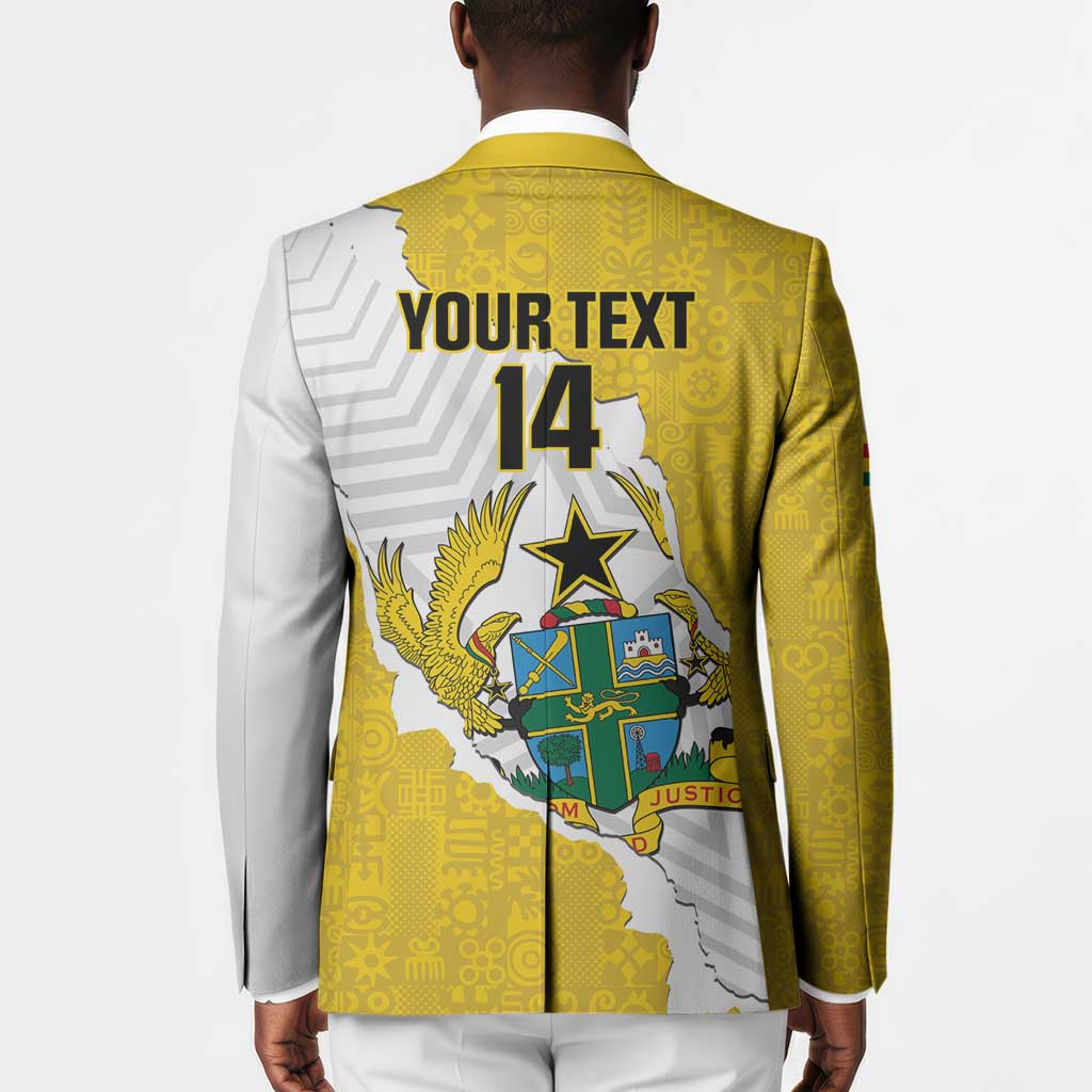 Custom Ghana Football Blazer 2026 Go Black Stars Yellow Adinkra Pattern - Wonder Print Shop
