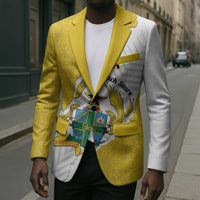 Custom Ghana Football Blazer 2026 Go Black Stars Yellow Adinkra Pattern - Wonder Print Shop