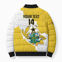 Custom Ghana Football Bomber Puffer Jacket 2026 Go Black Stars Yellow Adinkra Pattern - Wonder Print Shop