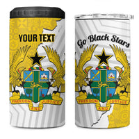 Custom Ghana Football 4 in 1 Can Cooler Tumbler 2026 Go Black Stars Yellow Adinkra Pattern - Wonder Print Shop