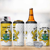 Custom Ghana Football 4 in 1 Can Cooler Tumbler 2026 Go Black Stars Yellow Adinkra Pattern - Wonder Print Shop