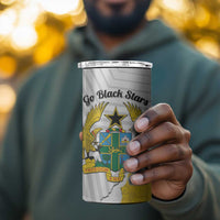 Custom Ghana Football 4 in 1 Can Cooler Tumbler 2026 Go Black Stars Yellow Adinkra Pattern - Wonder Print Shop