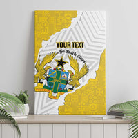 Custom Ghana Football Canvas Wall Art 2026 Go Black Stars Yellow Adinkra Pattern - Wonder Print Shop