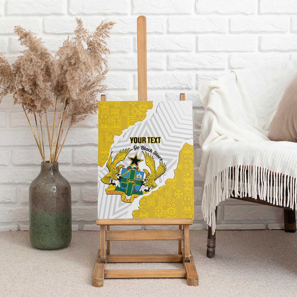 Custom Ghana Football Canvas Wall Art 2026 Go Black Stars Yellow Adinkra Pattern - Wonder Print Shop