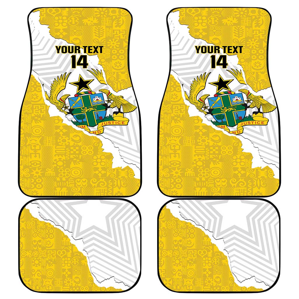 Custom Ghana Football Car Mats 2026 Go Black Stars Yellow Adinkra Pattern - Wonder Print Shop