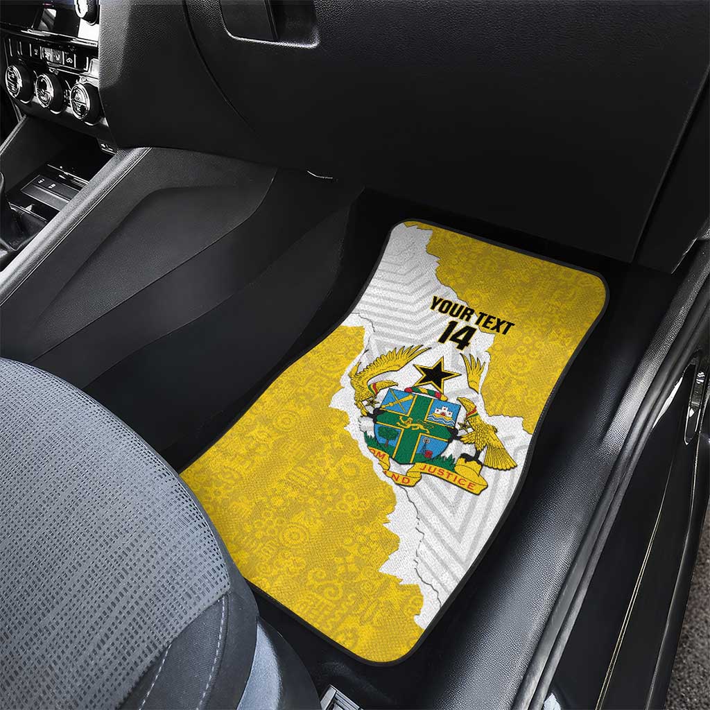 Custom Ghana Football Car Mats 2026 Go Black Stars Yellow Adinkra Pattern - Wonder Print Shop