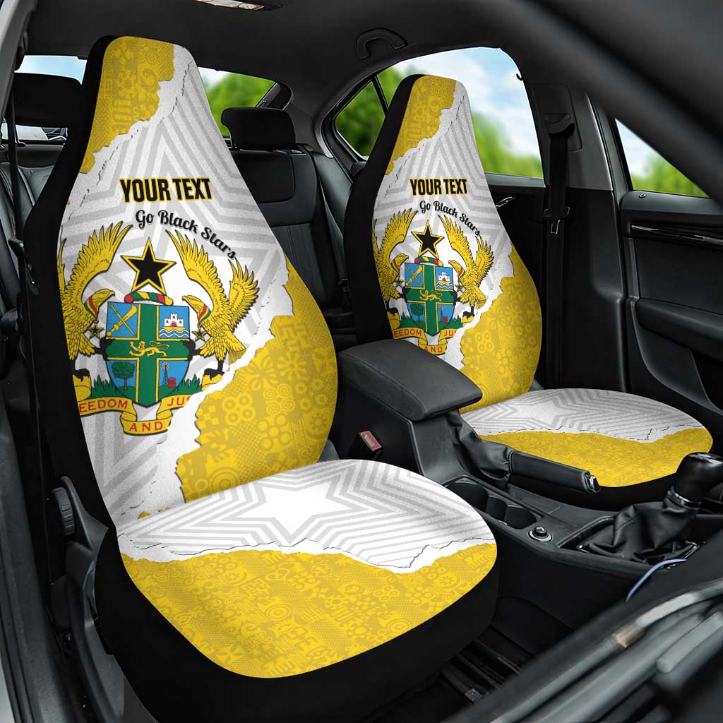Custom Ghana Football Car Seat Cover 2026 Go Black Stars Yellow Adinkra Pattern - Wonder Print Shop