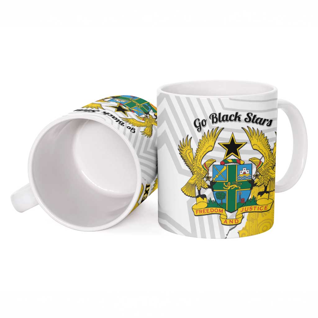 Custom Ghana Football Ceramic Mug 2026 Go Black Stars Yellow Adinkra Pattern - Wonder Print Shop