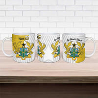 Custom Ghana Football Ceramic Mug 2026 Go Black Stars Yellow Adinkra Pattern - Wonder Print Shop