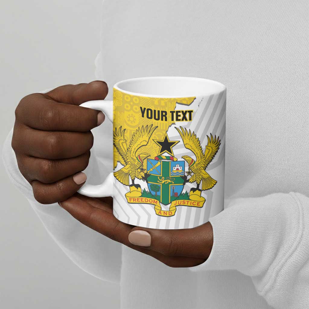 Custom Ghana Football Ceramic Mug 2026 Go Black Stars Yellow Adinkra Pattern - Wonder Print Shop