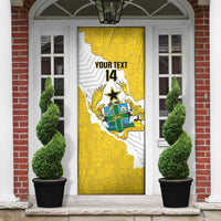 Custom Ghana Football Door Cover 2026 Go Black Stars Yellow Adinkra Pattern - Wonder Print Shop