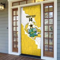 Custom Ghana Football Door Cover 2026 Go Black Stars Yellow Adinkra Pattern - Wonder Print Shop