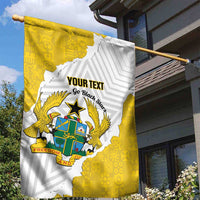 Custom Ghana Football Garden Flag 2026 Go Black Stars Yellow Adinkra Pattern - Wonder Print Shop