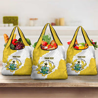 Custom Ghana Football Grocery Bag 2026 Go Black Stars Yellow Adinkra Pattern - Wonder Print Shop