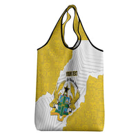 Custom Ghana Football Grocery Bag 2026 Go Black Stars Yellow Adinkra Pattern - Wonder Print Shop