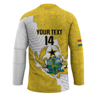 Custom Ghana Football Hockey Jersey 2026 Go Black Stars Yellow Adinkra Pattern - Wonder Print Shop