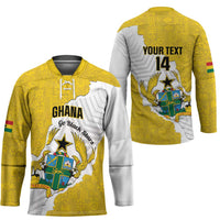 Custom Ghana Football Hockey Jersey 2026 Go Black Stars Yellow Adinkra Pattern - Wonder Print Shop