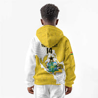 Custom Ghana Football Kid Hoodie 2026 Go Black Stars Yellow Adinkra Pattern - Wonder Print Shop