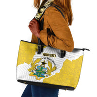 Custom Ghana Football Leather Tote Bag 2026 Go Black Stars Yellow Adinkra Pattern - Wonder Print Shop
