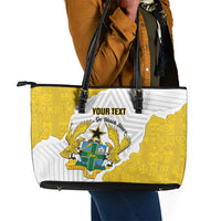 Custom Ghana Football Leather Tote Bag 2026 Go Black Stars Yellow Adinkra Pattern - Wonder Print Shop