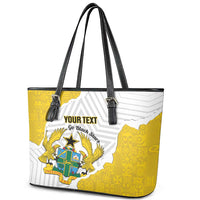 Custom Ghana Football Leather Tote Bag 2026 Go Black Stars Yellow Adinkra Pattern - Wonder Print Shop