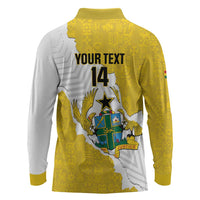 Custom Ghana Football Long Sleeve Polo Shirt 2026 Go Black Stars Yellow Adinkra Pattern - Wonder Print Shop