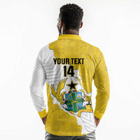 Custom Ghana Football Long Sleeve Polo Shirt 2026 Go Black Stars Yellow Adinkra Pattern - Wonder Print Shop