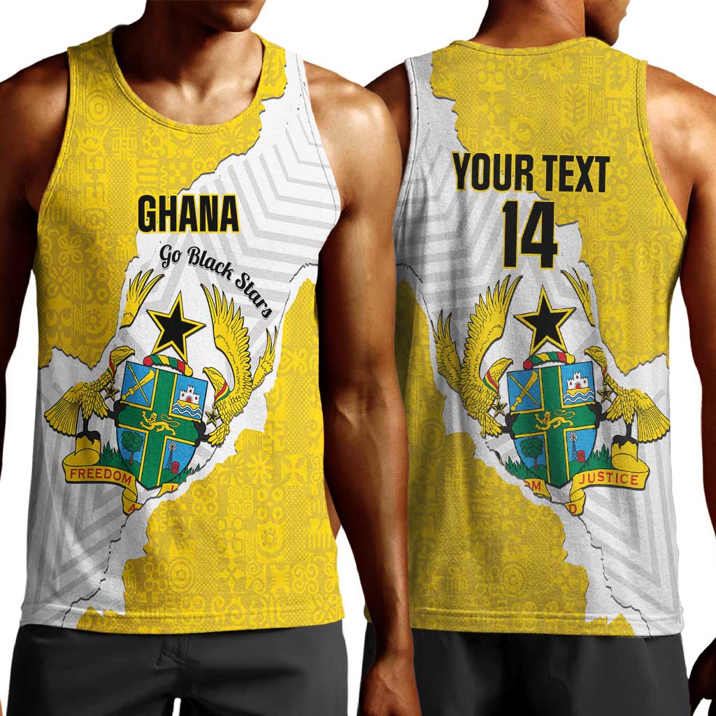 Custom Ghana Football Men Tank Top 2026 Go Black Stars Yellow Adinkra Pattern - Wonder Print Shop