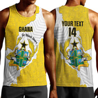 Custom Ghana Football Men Tank Top 2026 Go Black Stars Yellow Adinkra Pattern - Wonder Print Shop