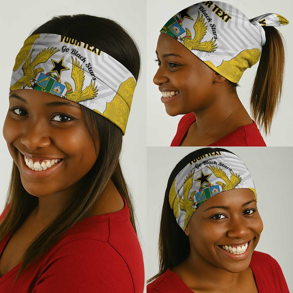 Custom Ghana Football Neck Gaiter 2026 Go Black Stars Yellow Adinkra Pattern - Wonder Print Shop