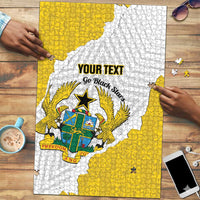 Custom Ghana Football Puzzle 2026 Go Black Stars Yellow Adinkra Pattern - Wonder Print Shop