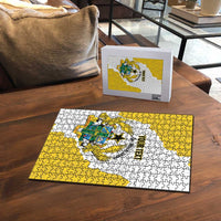 Custom Ghana Football Puzzle 2026 Go Black Stars Yellow Adinkra Pattern - Wonder Print Shop