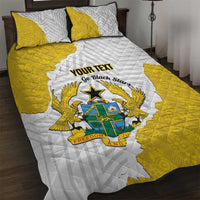 Custom Ghana Football Quilt Bed Set 2026 Go Black Stars Yellow Adinkra Pattern - Wonder Print Shop