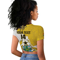 Custom Ghana Football Raglan Cropped T shirt 2026 Go Black Stars Yellow Adinkra Pattern LT14