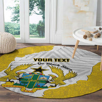 Custom Ghana Football Round Carpet 2026 Go Black Stars Yellow Adinkra Pattern - Wonder Print Shop