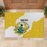 Custom Ghana Football Rubber Doormat 2026 Go Black Stars Yellow Adinkra Pattern - Wonder Print Shop
