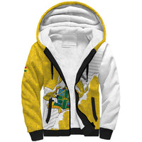 Custom Ghana Football Sherpa Hoodie 2026 Go Black Stars Yellow Adinkra Pattern - Wonder Print Shop