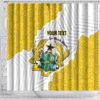 Custom Ghana Football Shower Curtain 2026 Go Black Stars Yellow Adinkra Pattern - Wonder Print Shop