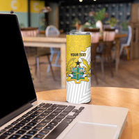 Custom Ghana Football Skinny Tumbler 2026 Go Black Stars Yellow Adinkra Pattern - Wonder Print Shop