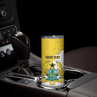 Custom Ghana Football Skinny Tumbler 2026 Go Black Stars Yellow Adinkra Pattern - Wonder Print Shop