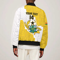 Custom Ghana Football Sleeve Zip Bomber Jacket 2026 Go Black Stars Yellow Adinkra Pattern - Wonder Print Shop