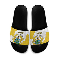 Custom Ghana Football Slide Sandals 2026 Go Black Stars Yellow Adinkra Pattern - Wonder Print Shop