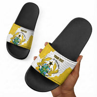 Custom Ghana Football Slide Sandals 2026 Go Black Stars Yellow Adinkra Pattern - Wonder Print Shop
