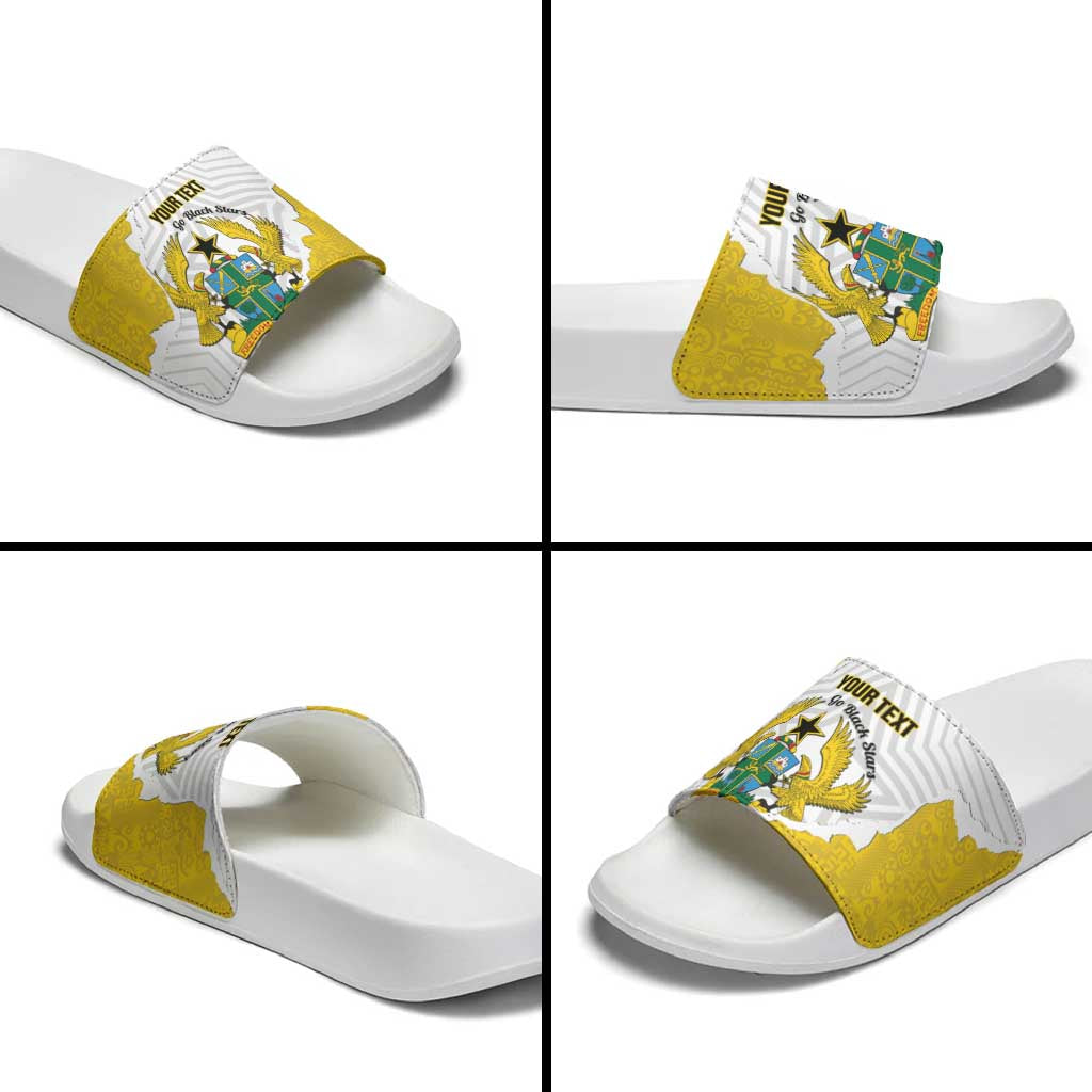 Custom Ghana Football Slide Sandals 2026 Go Black Stars Yellow Adinkra Pattern - Wonder Print Shop