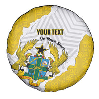 Custom Ghana Football Spare Tire Cover 2026 Go Black Stars Yellow Adinkra Pattern - Wonder Print Shop