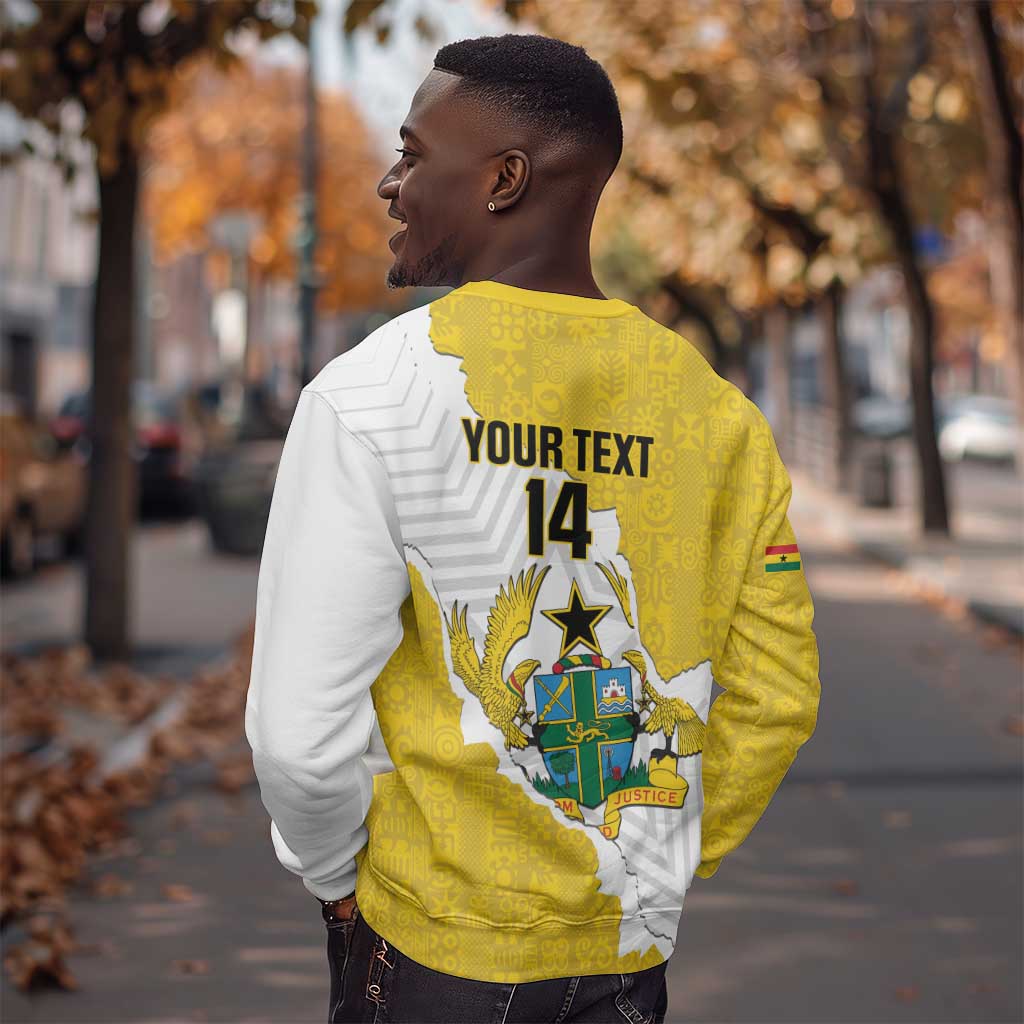 Custom Ghana Football Sweatshirt 2026 Go Black Stars Yellow Adinkra Pattern - Wonder Print Shop