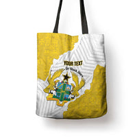 Custom Ghana Football Tote Bag 2026 Go Black Stars Yellow Adinkra Pattern - Wonder Print Shop