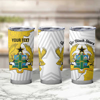 Custom Ghana Football Tumbler Cup 2026 Go Black Stars Yellow Adinkra Pattern - Wonder Print Shop