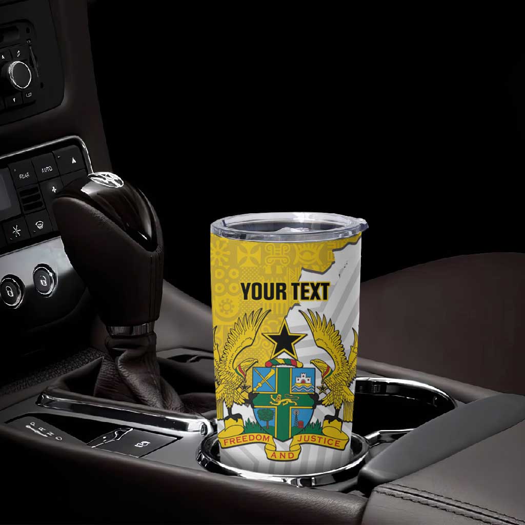 Custom Ghana Football Tumbler Cup 2026 Go Black Stars Yellow Adinkra Pattern - Wonder Print Shop